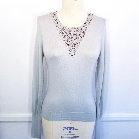🌸 Alice + Olivia | Cashmere blend Embellished Pullover Sweater, size Large - Picture 1 of 7